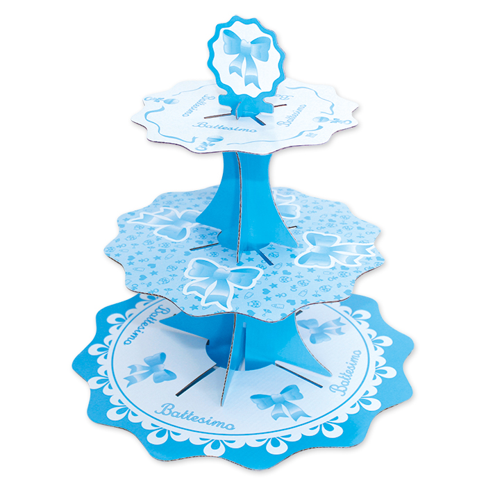 Alzatina in cartoncino a 3 piani da 35 – 26 – 21 cm x h35 cm Il Mio Battesimo Celeste