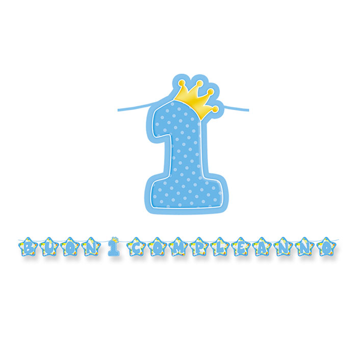 Kit Scritta Maxi 600 x 25 cm 1°Compleanno Celeste